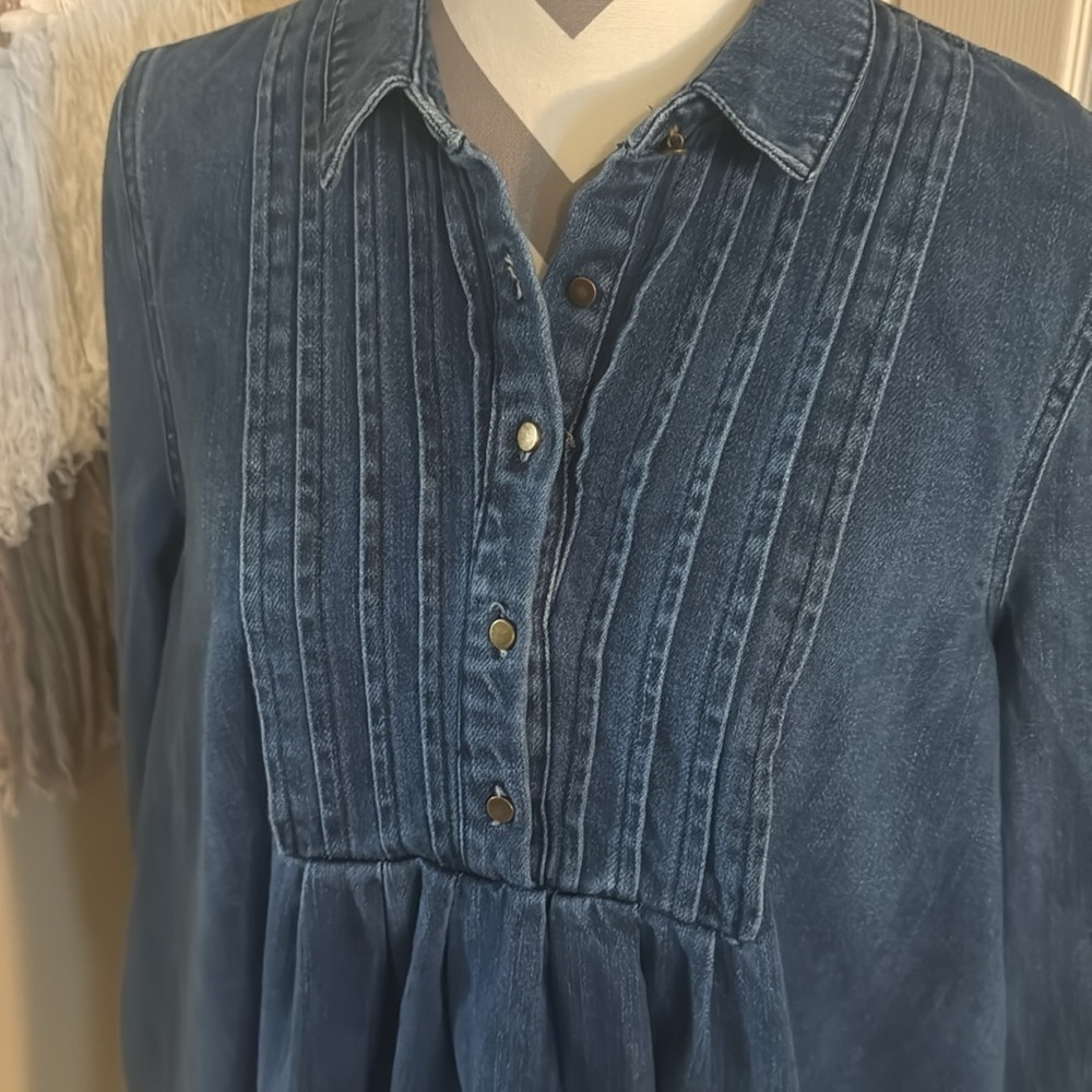 Free People Baby Blues Denim Tunic - Size Small Petite - Picture 3 of 10